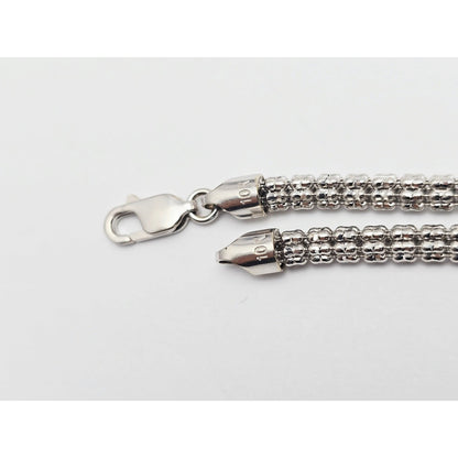 10K White Gold Diamond Cut Ice Link Chain Necklace