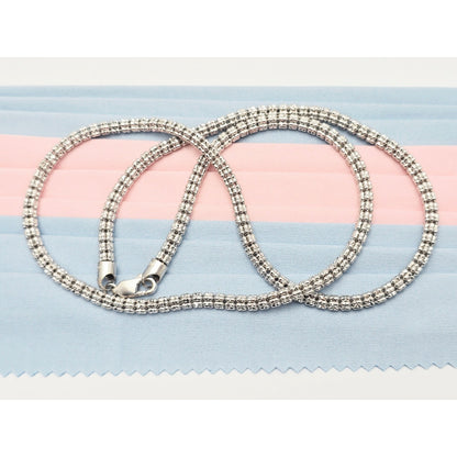 10K White Gold Diamond Cut Ice Link Chain Necklace