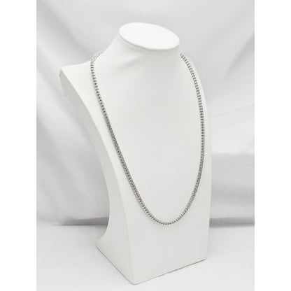 10K White Gold Diamond Cut Ice Link Chain Necklace