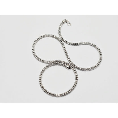 10K White Gold Diamond Cut Ice Link Chain Necklace