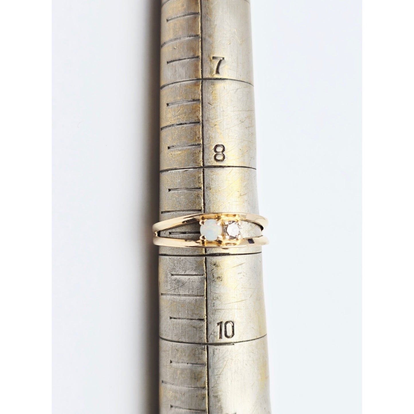 14K Yellow Gold Opal & Diamond Ring