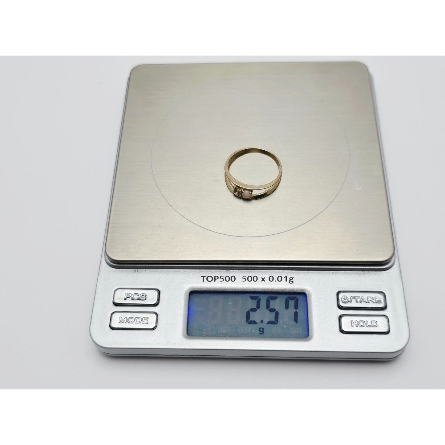 14K Yellow Gold Opal & Diamond Ring