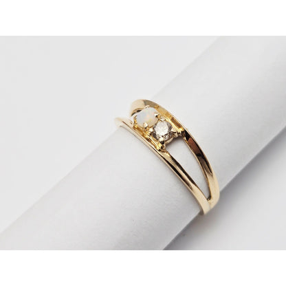 14K Yellow Gold Opal & Diamond Ring