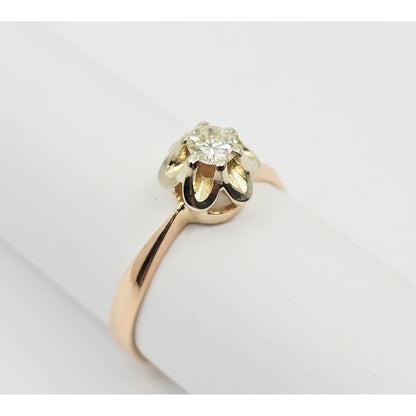 14K Two Tone Gold Solitaire Diamond Engagement Ring
