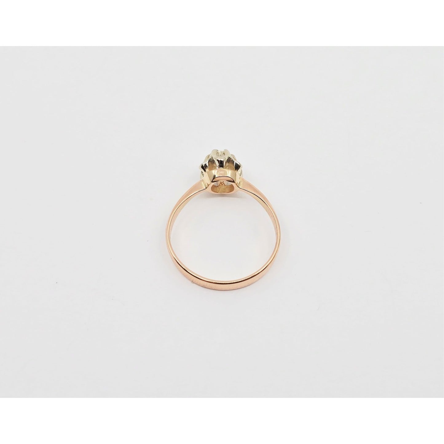 14K Two Tone Gold Solitaire Diamond Engagement Ring