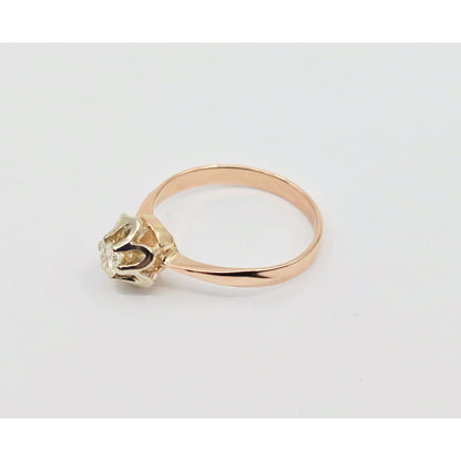14K Two Tone Gold Solitaire Diamond Engagement Ring