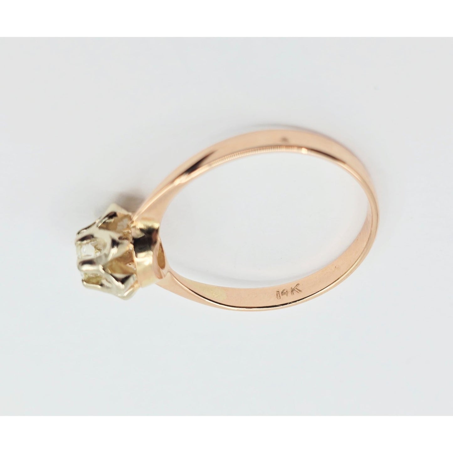 14K Two Tone Gold Solitaire Diamond Engagement Ring