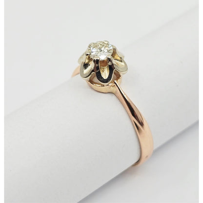 14K Two Tone Gold Solitaire Diamond Engagement Ring