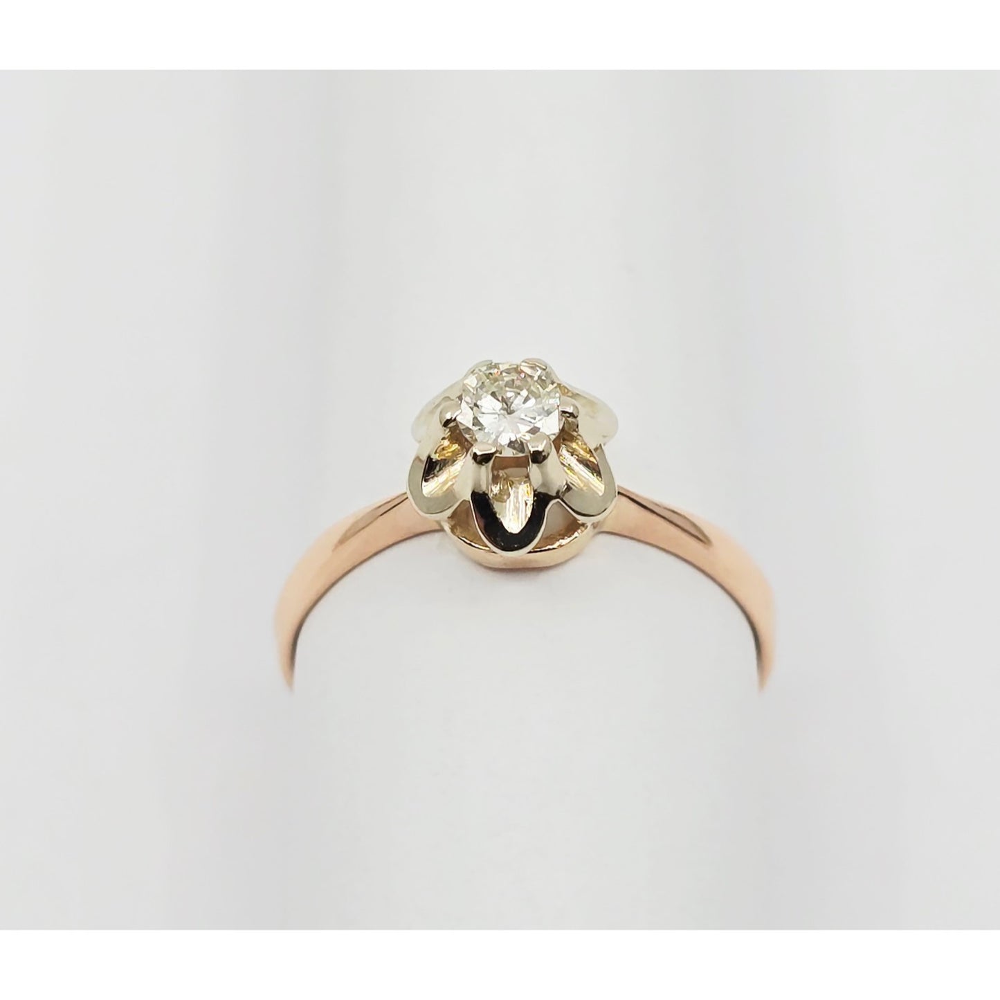 14K Two Tone Gold Solitaire Diamond Engagement Ring