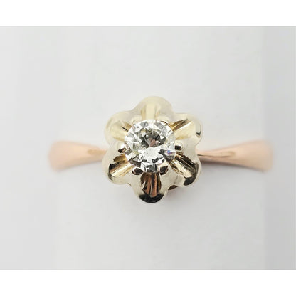 14K Two Tone Gold Solitaire Diamond Engagement Ring