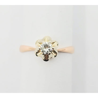 14K Two Tone Gold Solitaire Diamond Engagement Ring