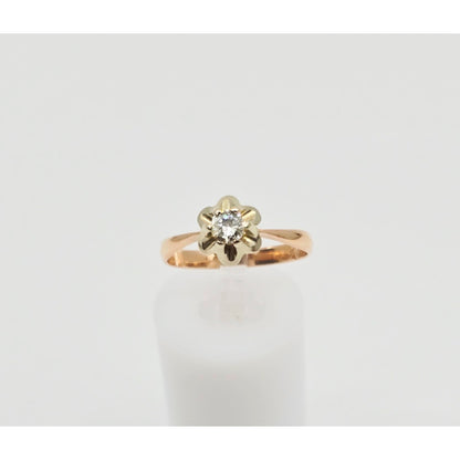 14K Two Tone Gold Solitaire Diamond Engagement Ring