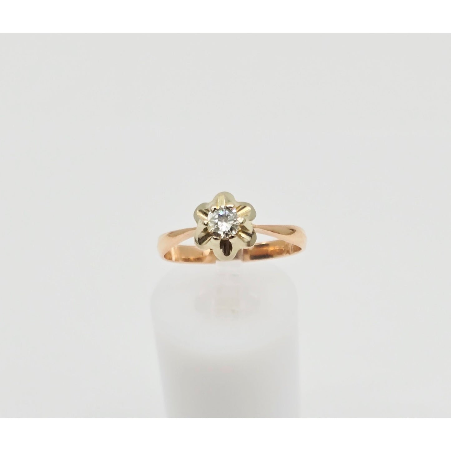 14K Two Tone Gold Solitaire Diamond Engagement Ring