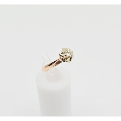 14K Two Tone Gold Solitaire Diamond Engagement Ring