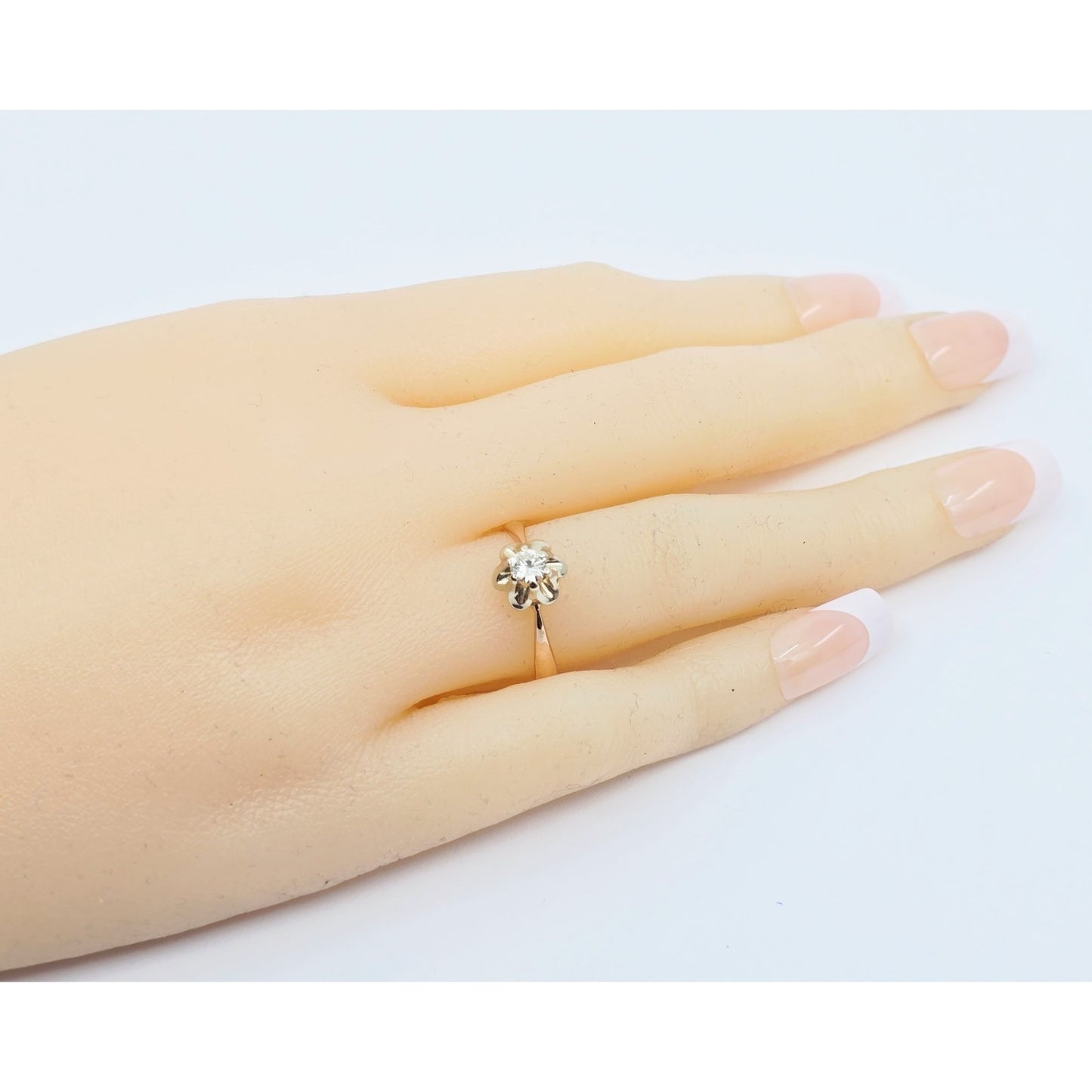 14K Two Tone Gold Solitaire Diamond Engagement Ring