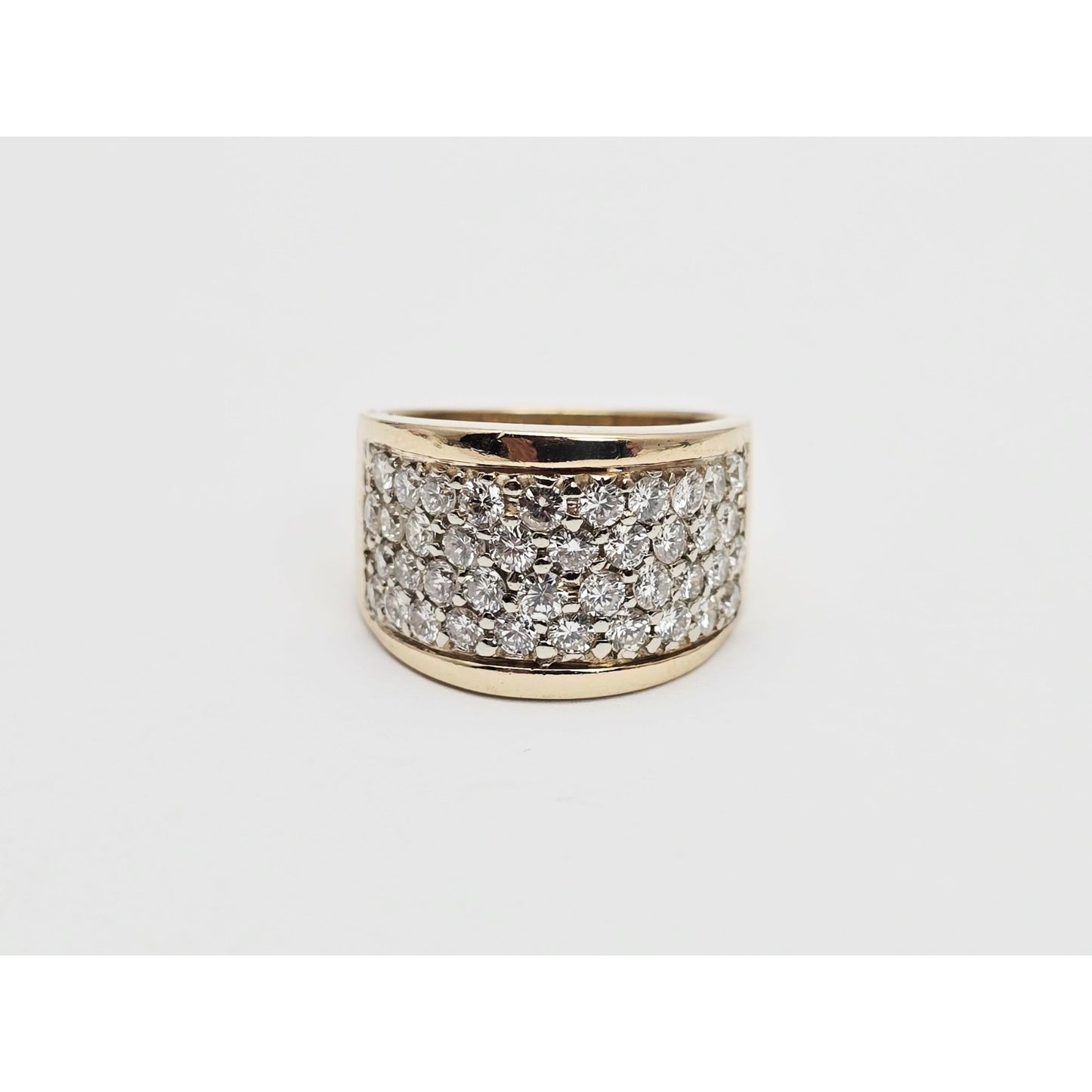 14K Yellow Gold Round Diamond Cluster Ring