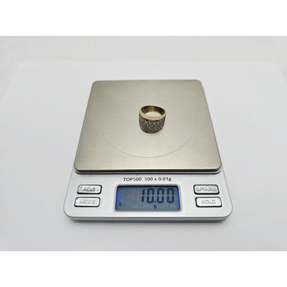 14K Yellow Gold Round Diamond Cluster Ring