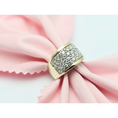 14K Yellow Gold Round Diamond Cluster Ring