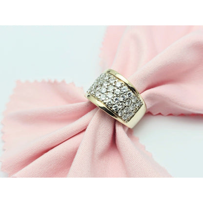 14K Yellow Gold Round Diamond Cluster Ring