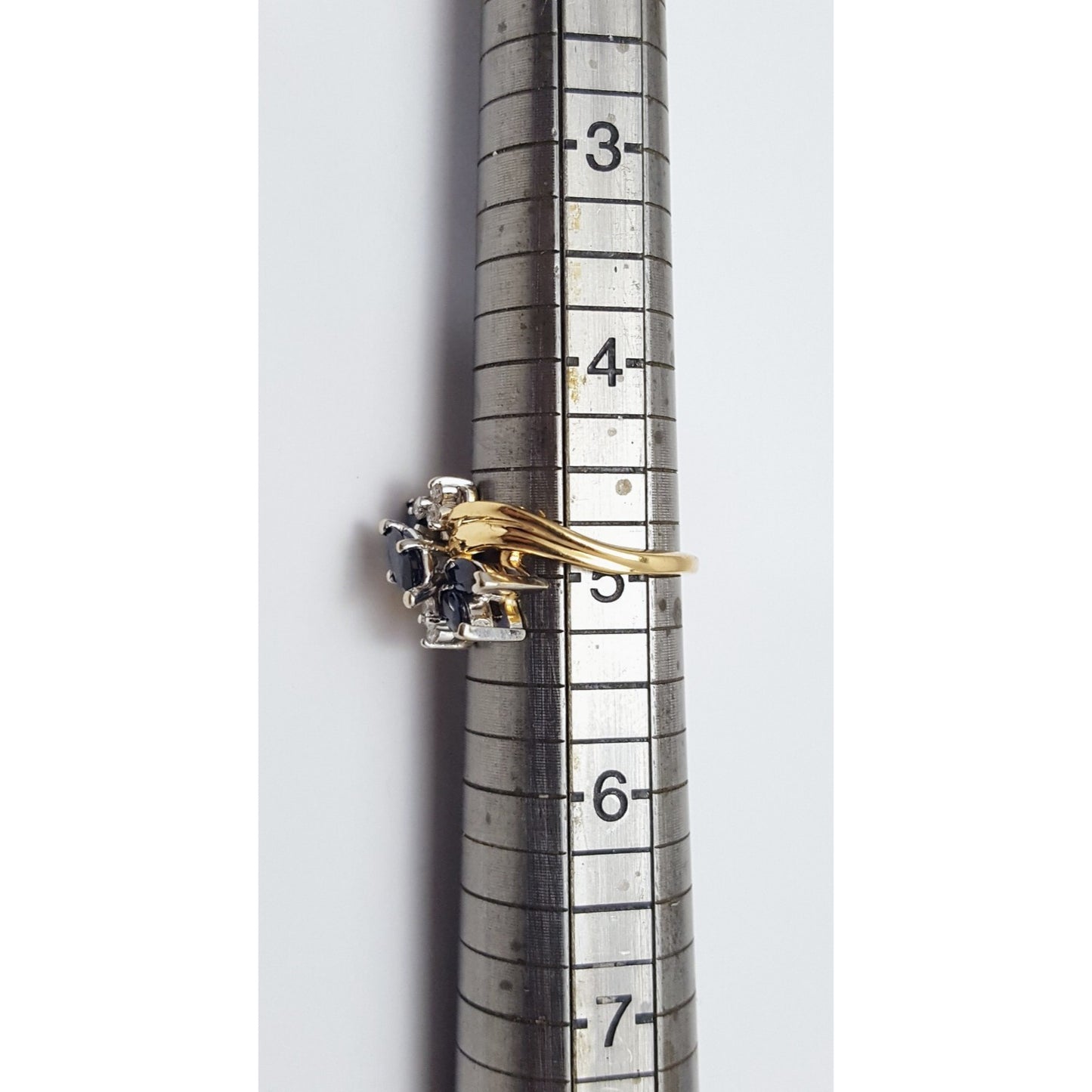 14K Two Tone Gold Marquise Sapphire & Diamond Ring