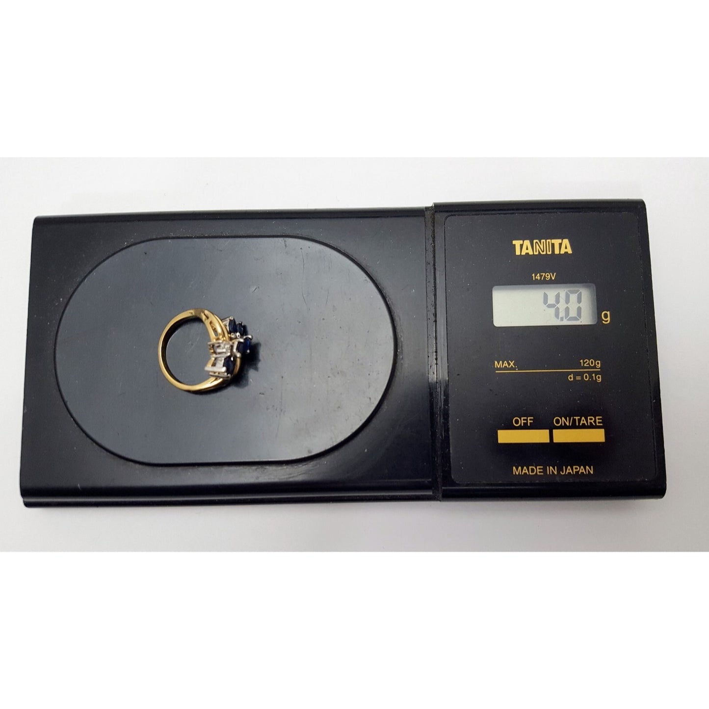 14K Two Tone Gold Marquise Sapphire & Diamond Ring