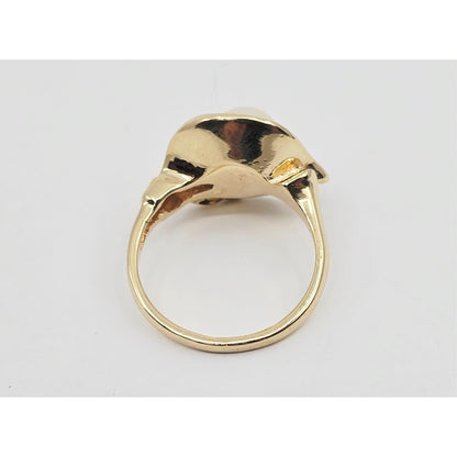 14K Yellow Gold Pearl Flower Shaped Ring