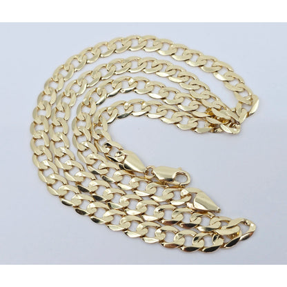 Fancy 14K Yellow Gold Cuban Link Chain Necklace