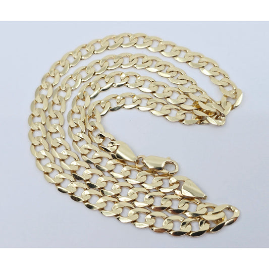 Fancy 14K Yellow Gold Cuban Link Chain Necklace
