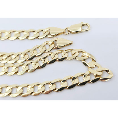 Fancy 14K Yellow Gold Cuban Link Chain Necklace