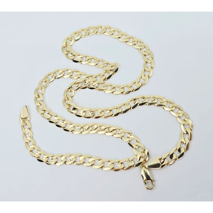 Fancy 14K Yellow Gold Cuban Link Chain Necklace