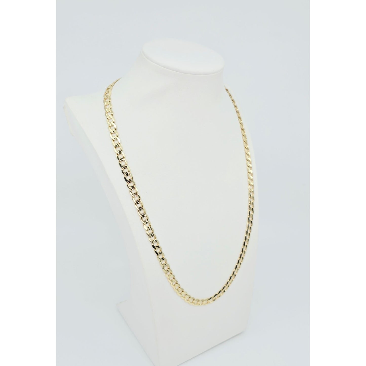 Fancy 14K Yellow Gold Cuban Link Chain Necklace