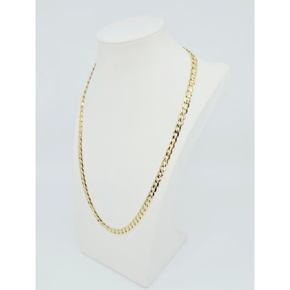 Fancy 14K Yellow Gold Cuban Link Chain Necklace