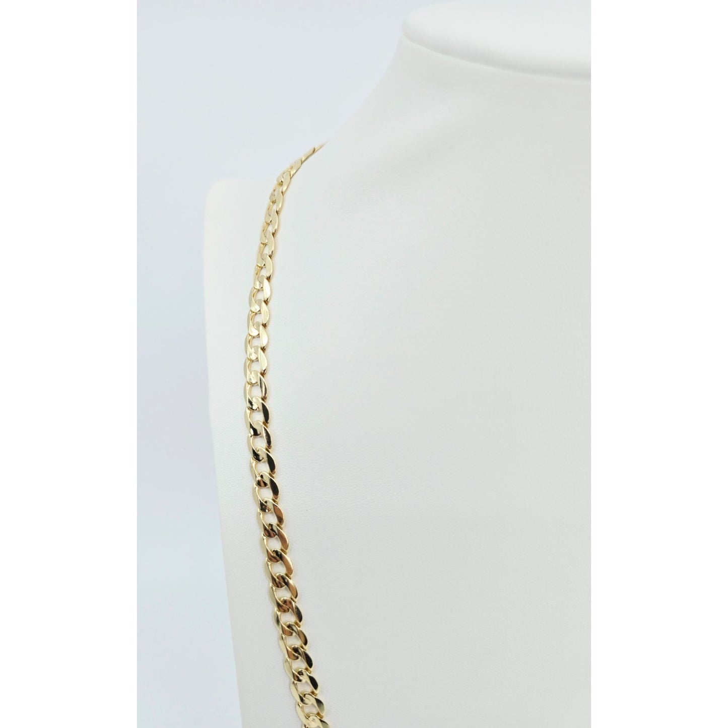 Fancy 14K Yellow Gold Cuban Link Chain Necklace