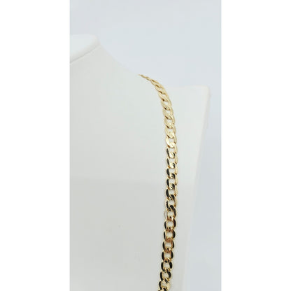 Fancy 14K Yellow Gold Cuban Link Chain Necklace