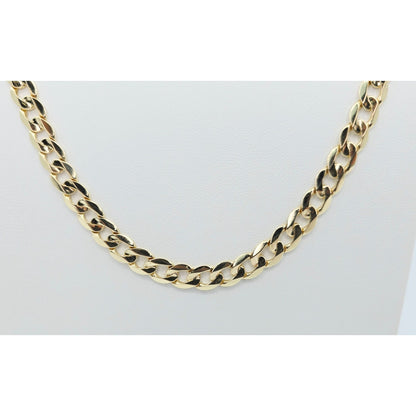 Fancy 14K Yellow Gold Cuban Link Chain Necklace