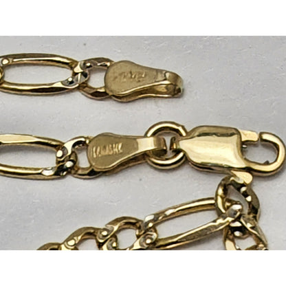 14K Two Tone Gold Diamond Cut Figaro Link Chain Necklace