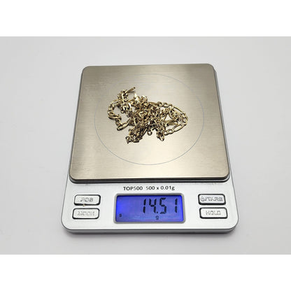 14K Two Tone Gold Diamond Cut Figaro Link Chain Necklace