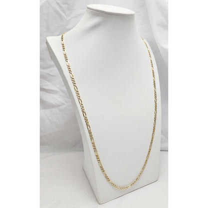 14K Two Tone Gold Diamond Cut Figaro Link Chain Necklace