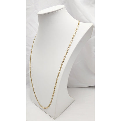 14K Two Tone Gold Diamond Cut Figaro Link Chain Necklace