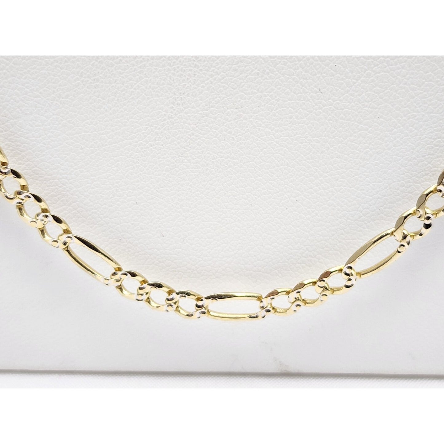 14K Two Tone Gold Diamond Cut Figaro Link Chain Necklace