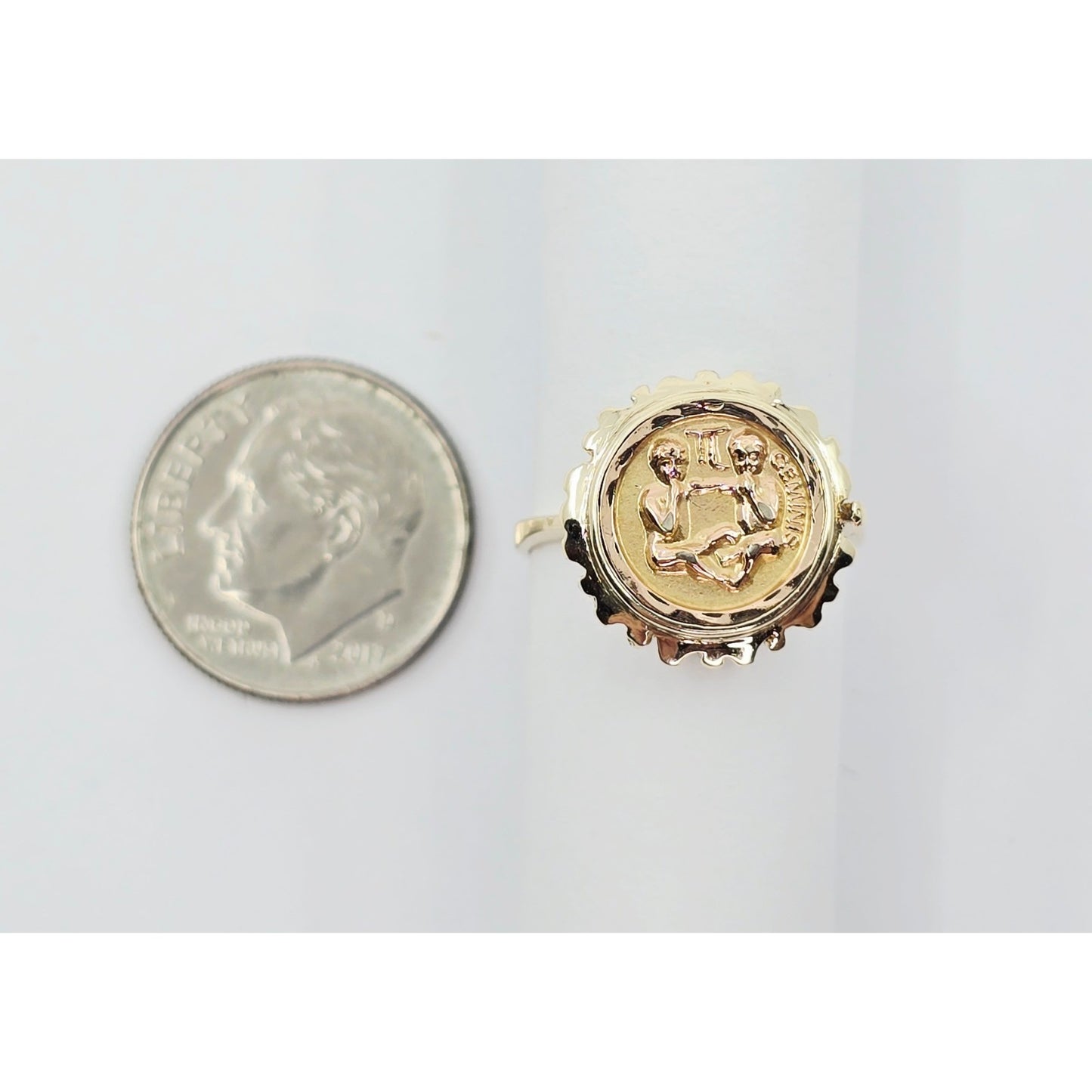14K Two Tone Gold Zodiac Gemini Horoscope Ring