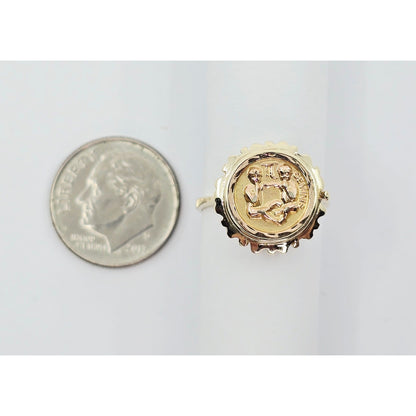 14K Two Tone Gold Zodiac Gemini Horoscope Ring