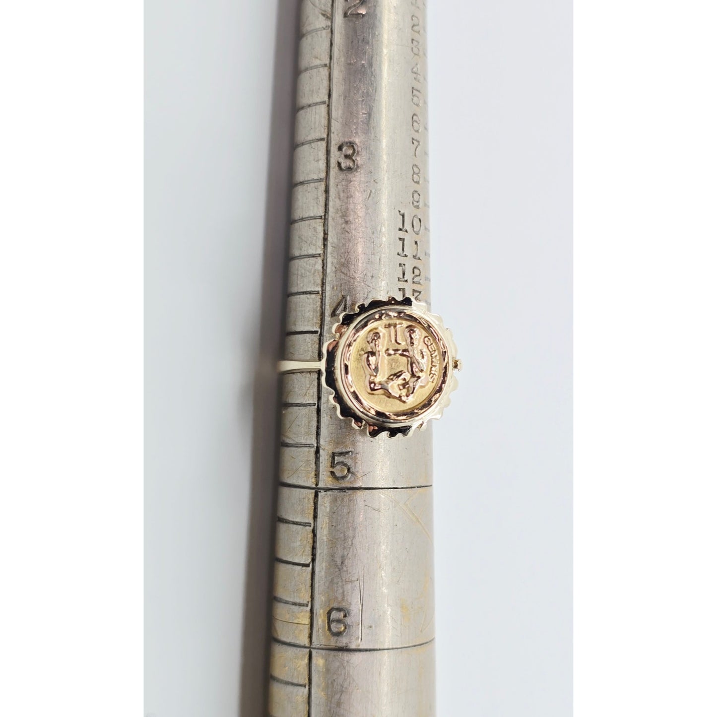 14K Two Tone Gold Zodiac Gemini Horoscope Ring