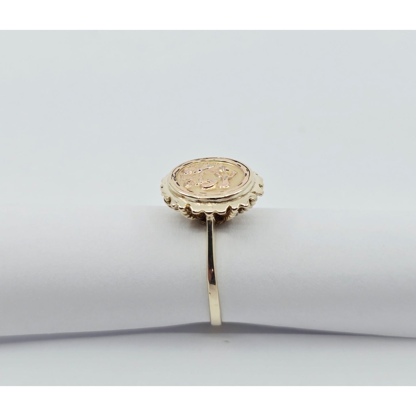 14K Two Tone Gold Zodiac Gemini Horoscope Ring