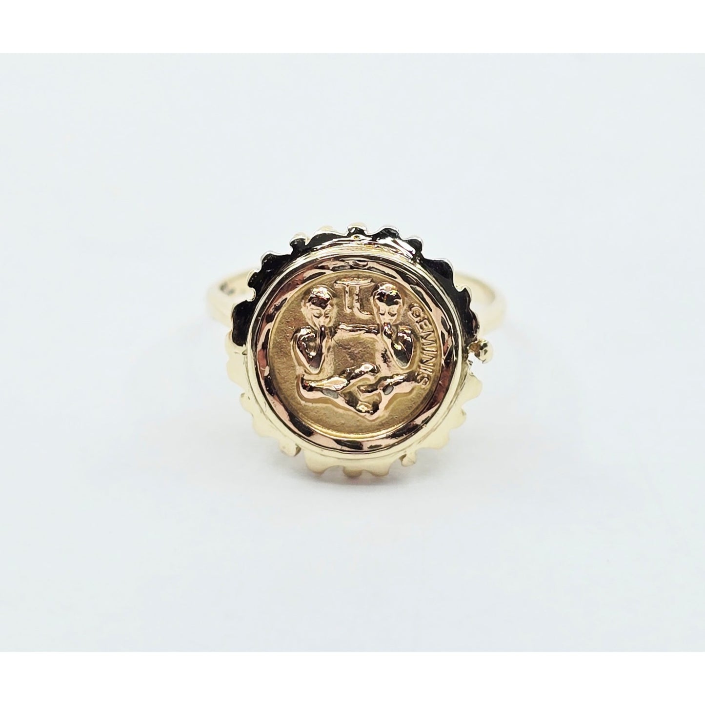 14K Two Tone Gold Zodiac Gemini Horoscope Ring