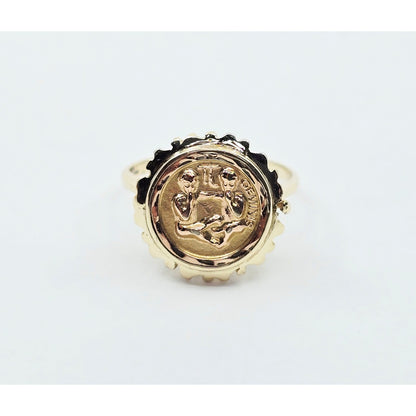 14K Two Tone Gold Zodiac Gemini Horoscope Ring