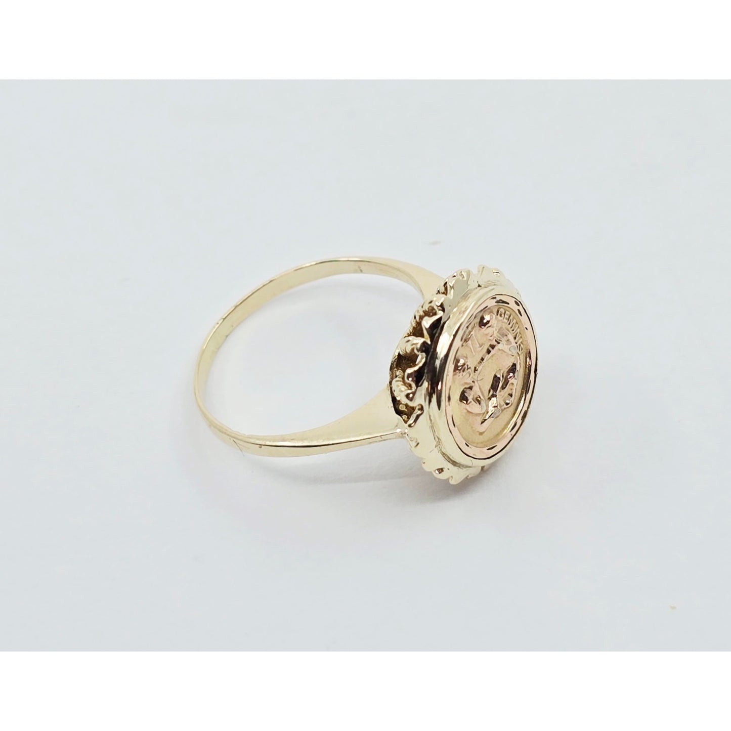 14K Two Tone Gold Zodiac Gemini Horoscope Ring