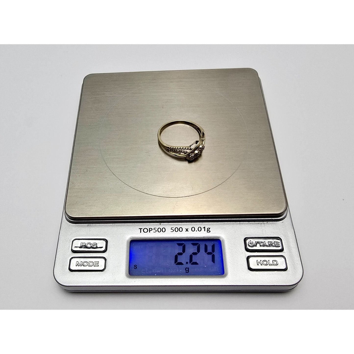 10K Yellow Gold Spiral Flower Diamond Ring