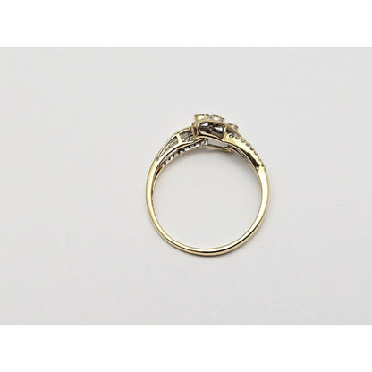 10K Yellow Gold Spiral Flower Diamond Ring