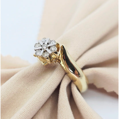 14K Two Tone Gold Round Shaped Diamond Ring